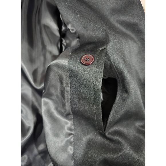 Vintage Wayne Black Trench Coat Women’s Long Coat 48” Length Unisex Oversized - Picture 4 of 9